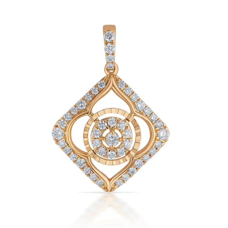 Rose Gold & Diamond Rhombus Pendant Set